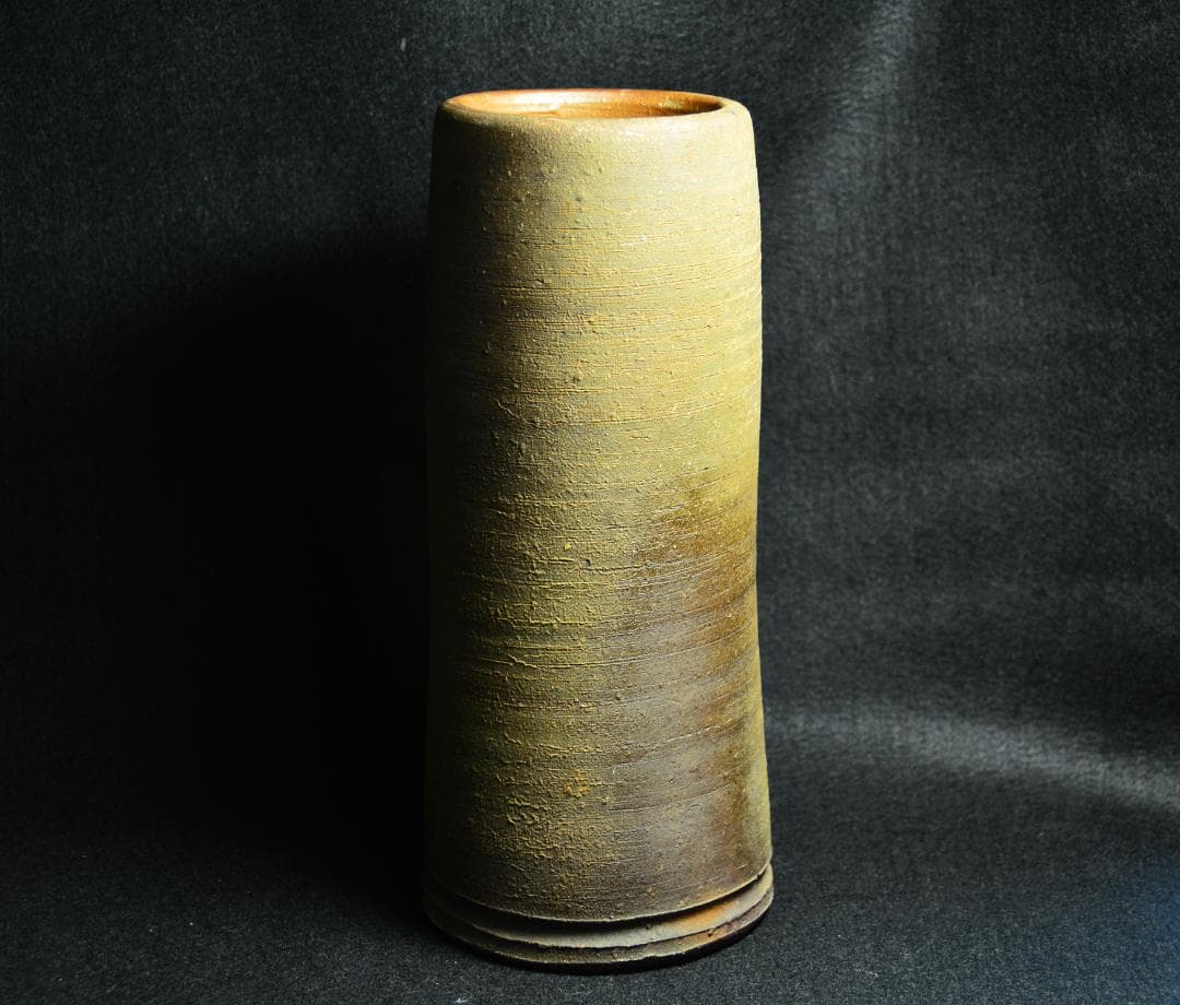 人間国宝　藤原雄　カセ胡麻窯変花入（最上位作） M257