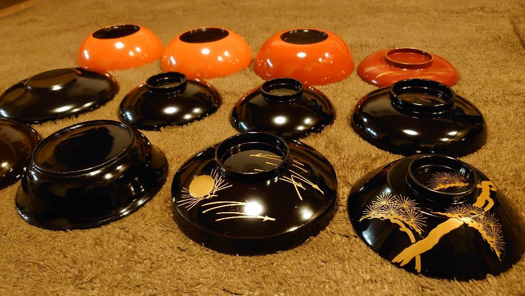 輪島塗 漆器 金蒔絵 蒔絵 蔵出し 7種 7客 輪島塗 漆器 金蒔絵 蒔絵 蓋