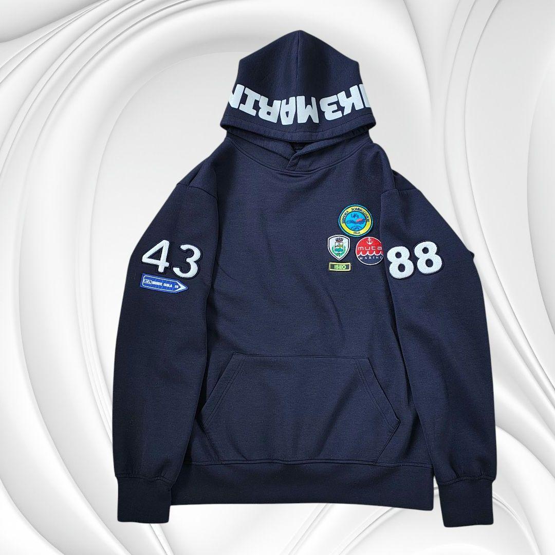 極美品★muta MARINE ムータマリン プルオーバーパーカーネイビー L