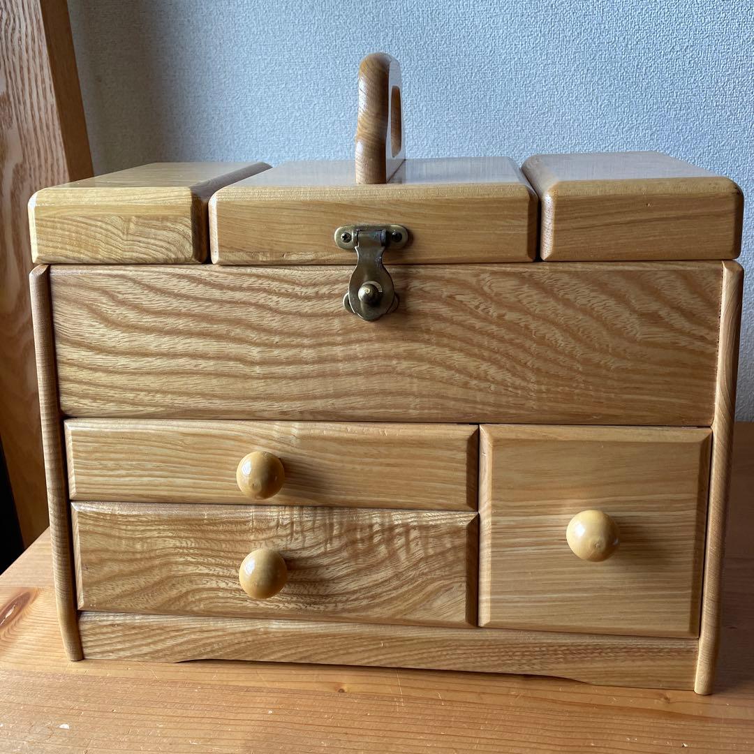 昭和レトロ G-Wood ソーイングBOX 木製 裁縫箱 - メルカリ