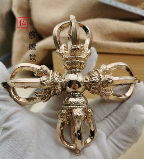 【修縁堂】 密教法具 銅製法器法具 細工 五鈷十字杵 仏教法具