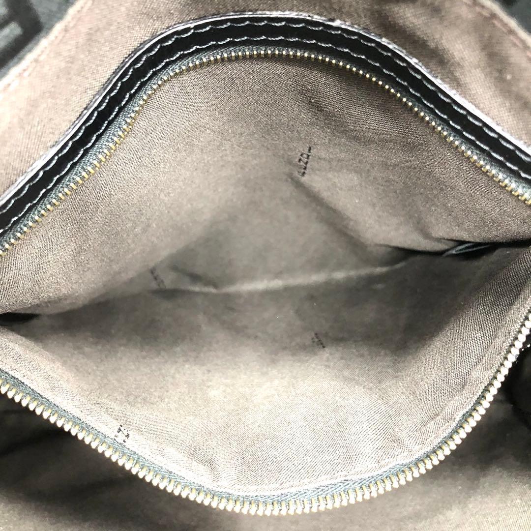 ✨極美品✨フェンディ ハンドバッグ ズッキーノ ロゴ金具 キャンバス レザー 黒