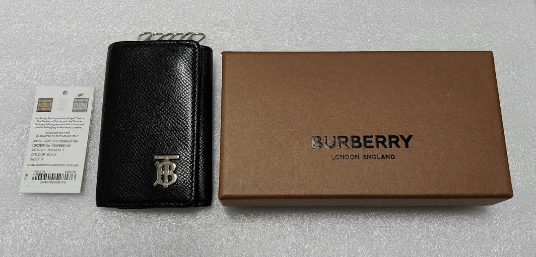 バーバリー キーケース TBロゴ サフィアーノレザー 6連 ブラック 極美