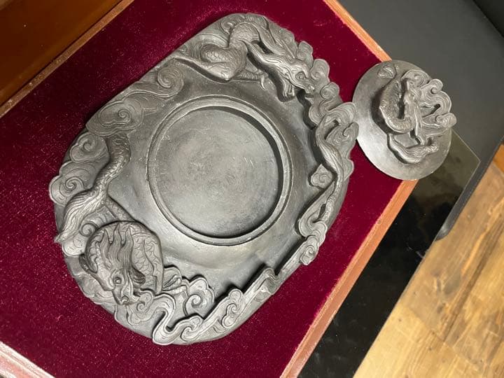 龍の硯 三龍硯 骨董品