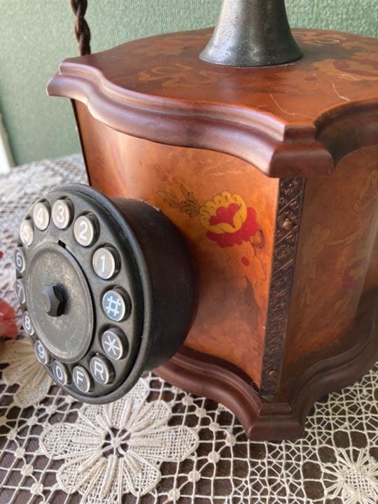 イタリア製 テレフォン 電話機 象嵌細工 インテリア ビンテージ