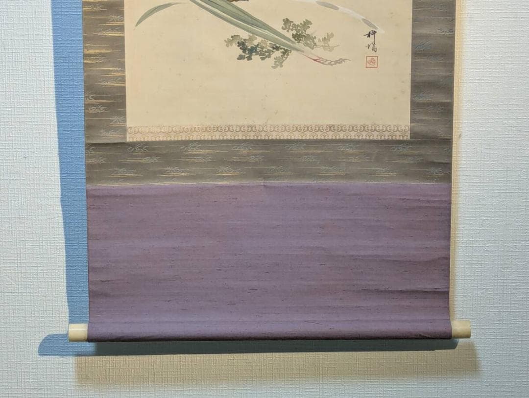 【真作】掛軸　太刀兜　武具と太刀の雅趣　武者飾り　勇壮絵　共箱入　U104