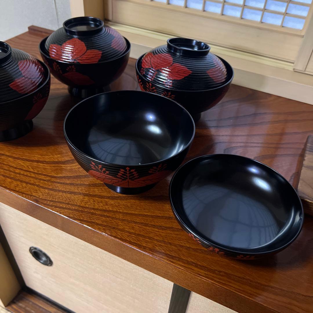 煮物椀 汁椀 糸切り真塗り 5個セット