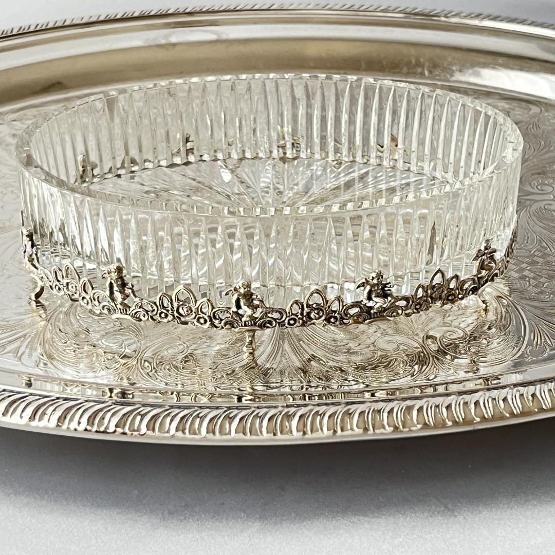 【ALBO】【純銀 / ガラス】天使と薔薇 オーバルのオーナメント 16.5cm