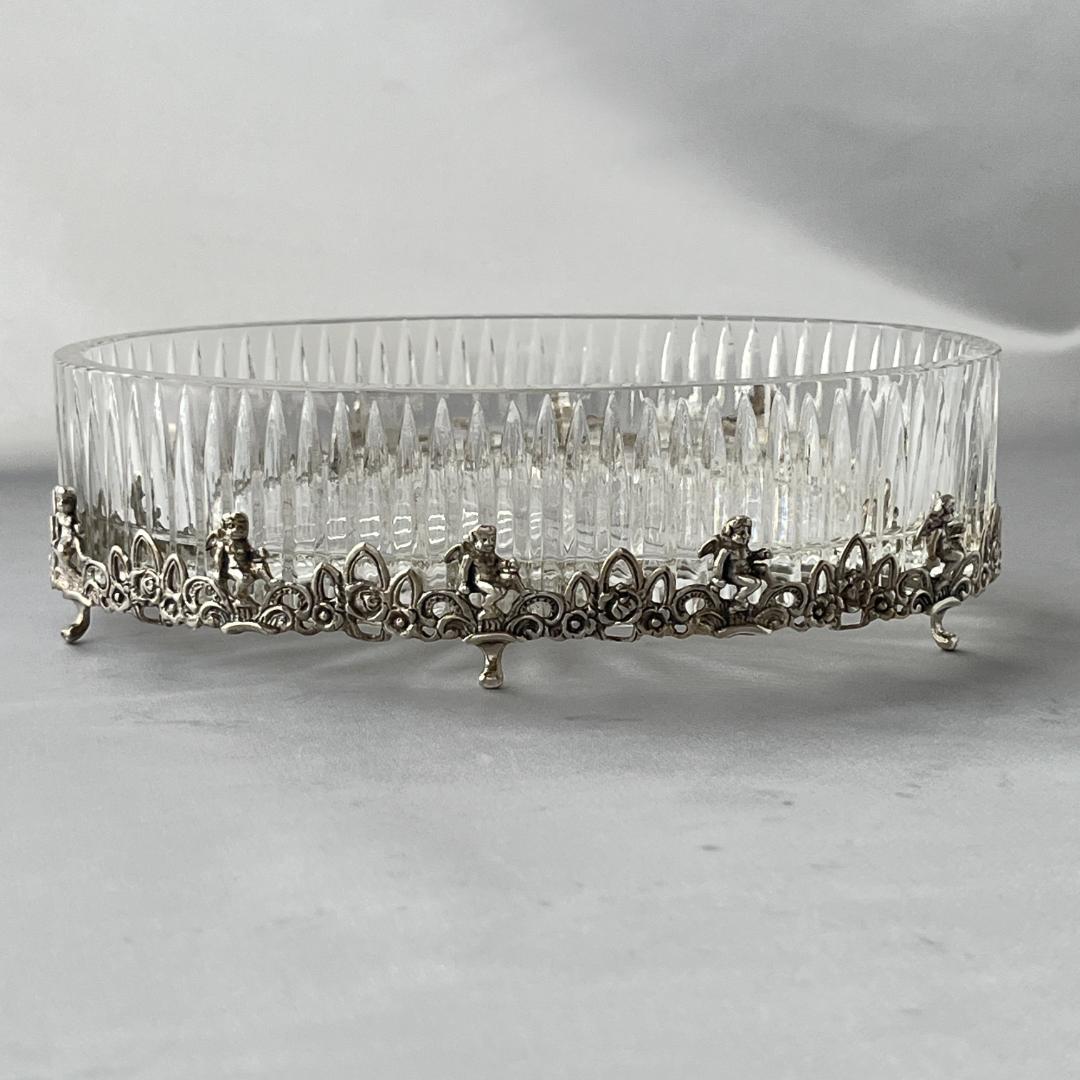 【ALBO】【純銀 / ガラス】天使と薔薇 オーバルのオーナメント 16.5cm