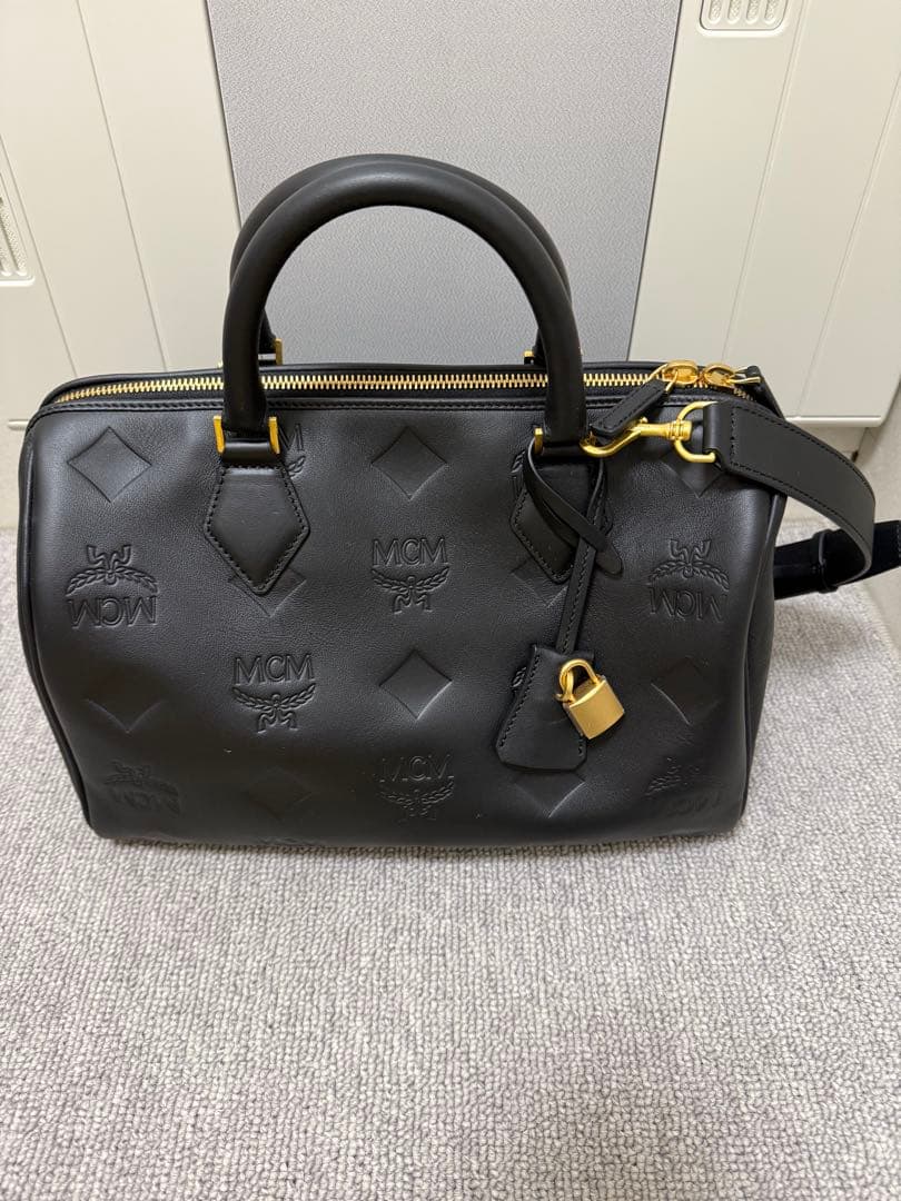 MCMボストンバッグ黒昭和レトロレトロバックブランドヴィンテージ