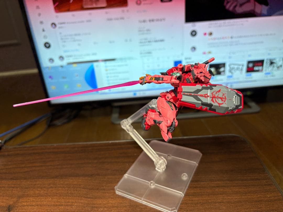 完成品】HG 赤いガンダム ビット6個 ザクバズーカ 部分塗装