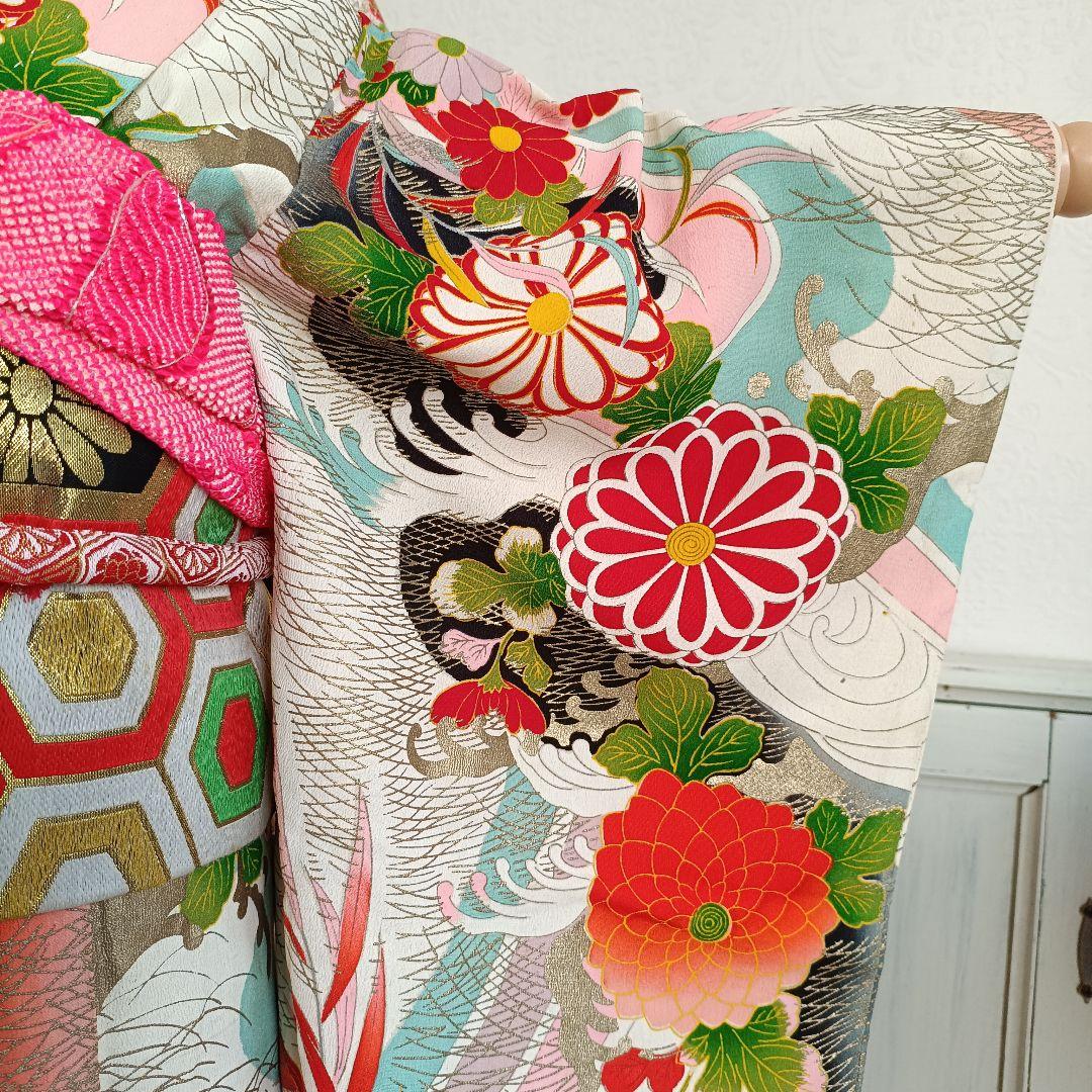 アンティーク白の着物と作り帯