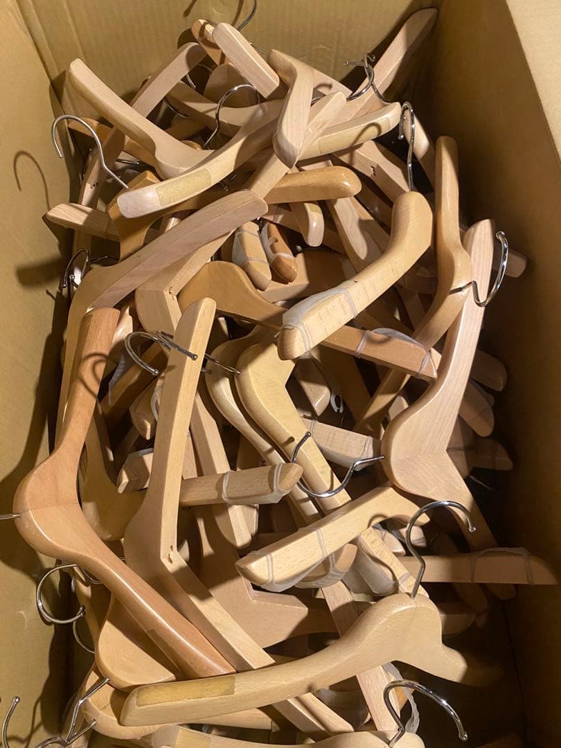 木製ハンガー ハンガーまとめ売り ハンガー ベージュ 100本 4色木製