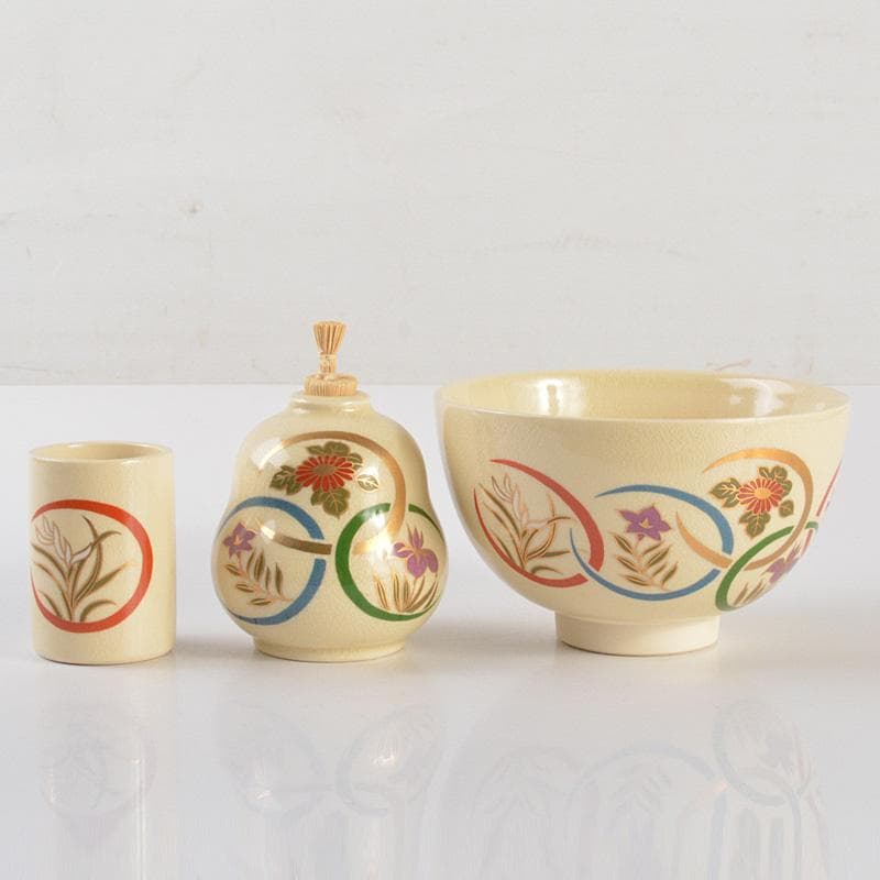 茶道具　面朱茶箱　茶碗　棗など　九点　一式　V　R6607