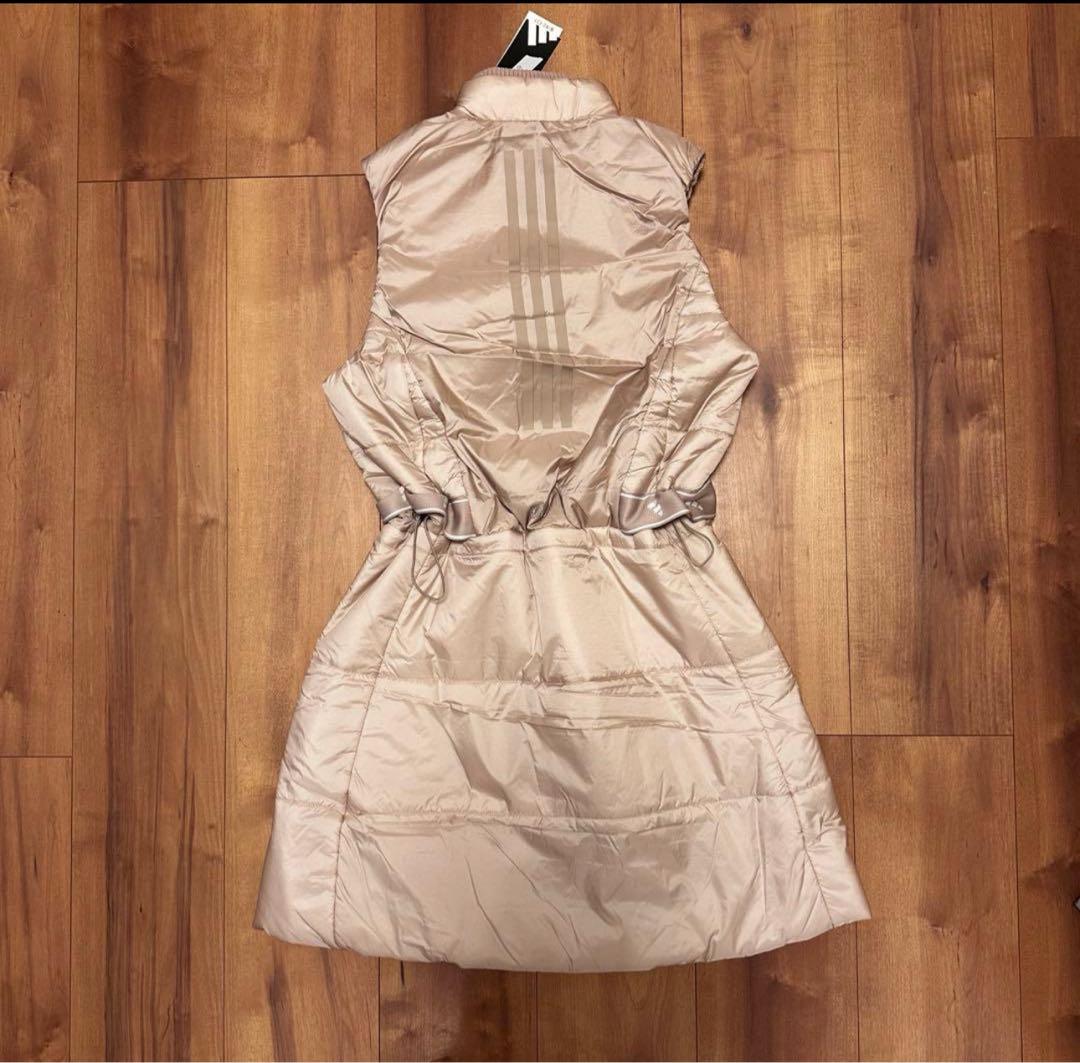 ベスト　ワンピース　ウエスト絞れます　秋冬　中綿　ジャケット　ベージュ　サイズL