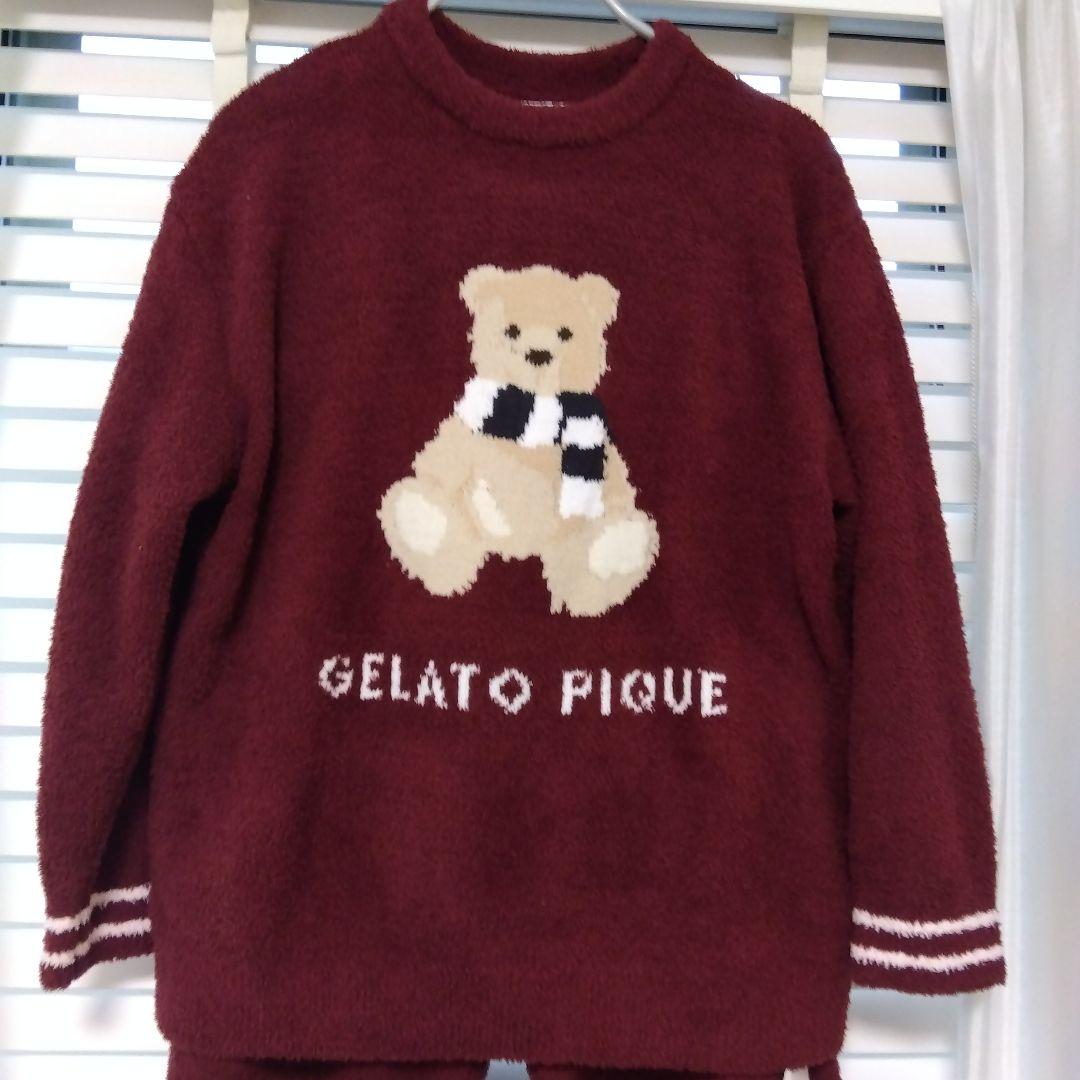 新品タグ付 ジェラート ピケ パウダー 　プルオーバー＆ロングPants くま