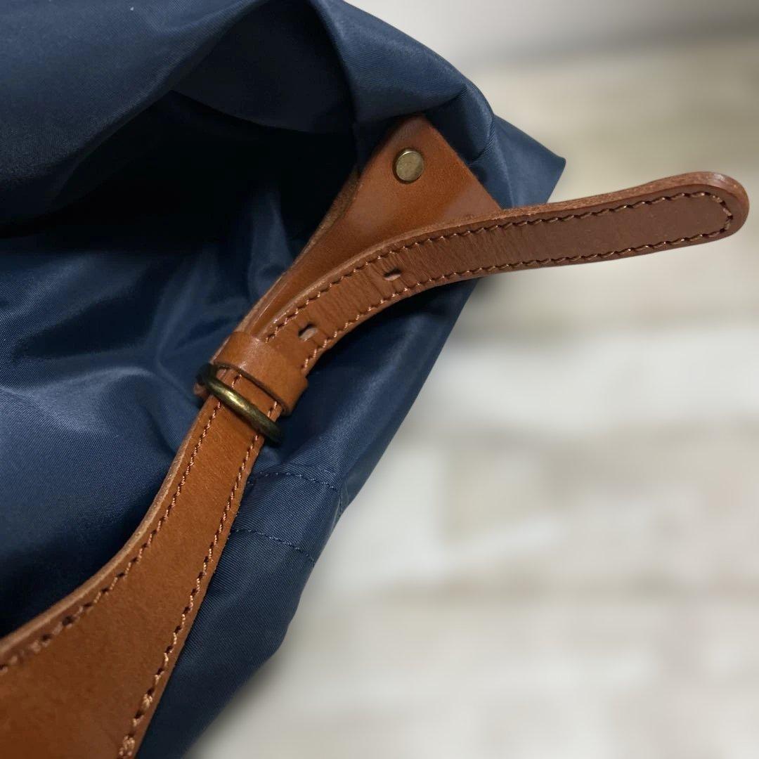 HALEINE アレンヌ ボストンバッグ ネイビー部分ヌメ革ユニセックス 美品