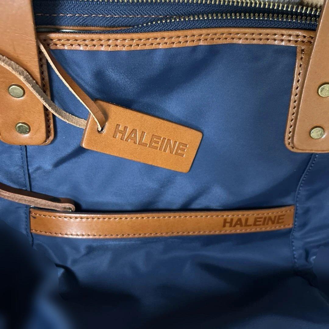 HALEINE アレンヌ ボストンバッグ ネイビー部分ヌメ革ユニセックス 美品