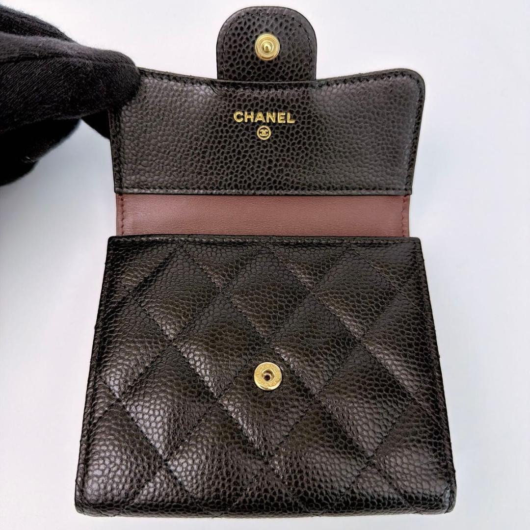 【yukari】シャネル ココマーク マトラッセ 三つ折り財布 コンパク