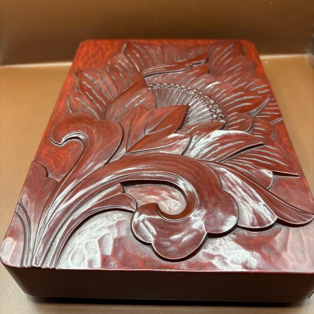 鎌倉彫　文庫箱　織り機の杼(ひ)で作った針山セット