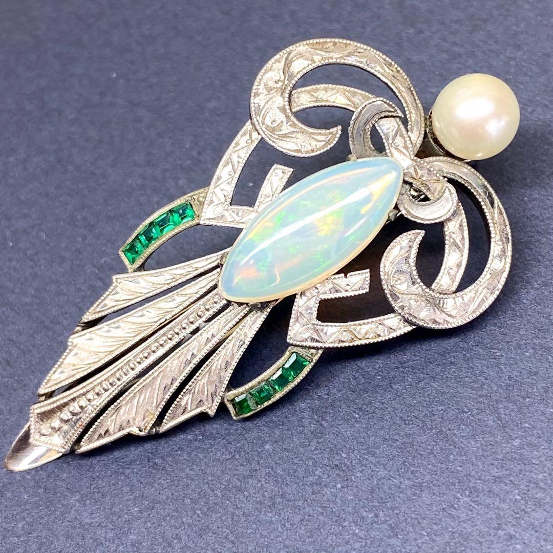 ヴィンテージ☆SPM☆絶品オパールと手彫りの素敵なブローチ☆おまけ