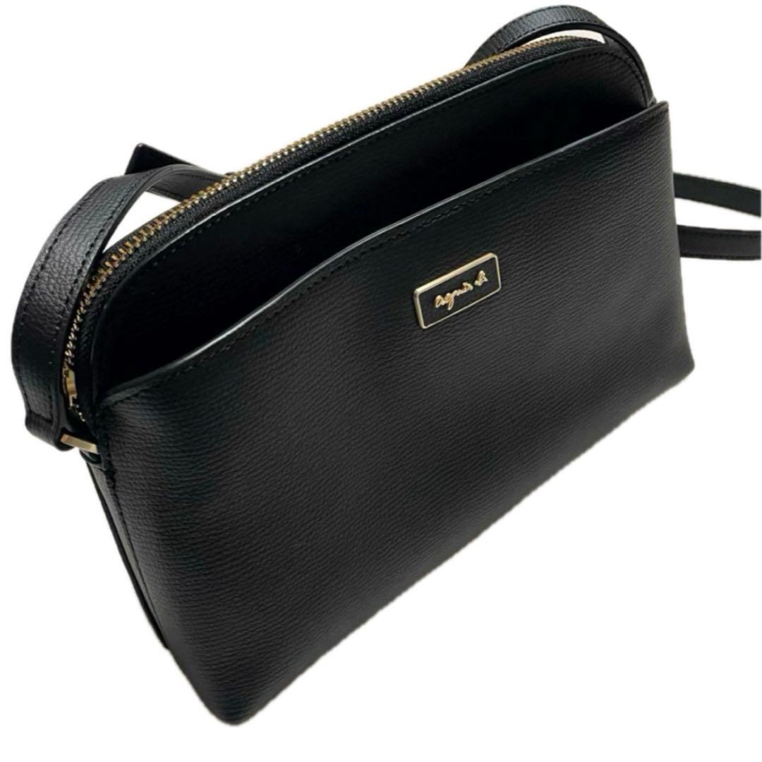 極美品 agnes b アニエスベー QAS02Z－03 ショルダー バッグ 黒