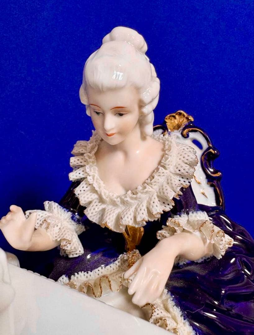 加藤工芸 レースドール 置物 人形 貴族 ピアノ&バイオリン
