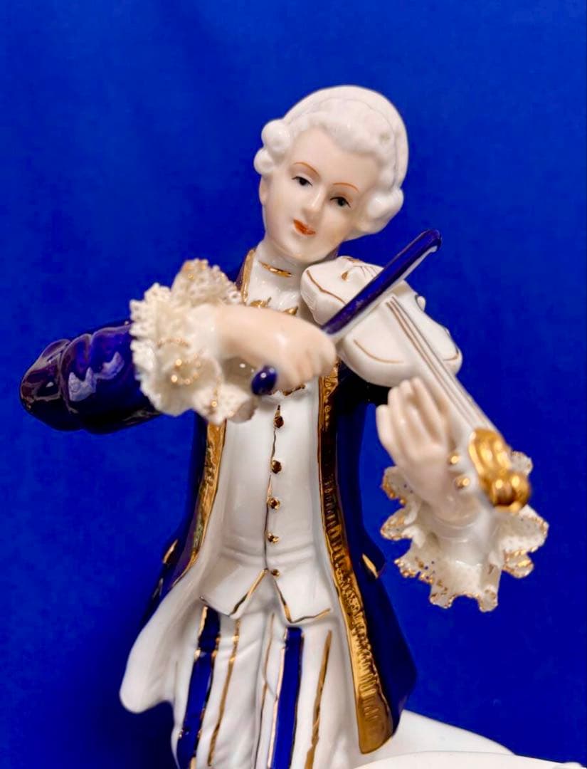 加藤工芸 レースドール 置物 人形 貴族 ピアノ&バイオリン
