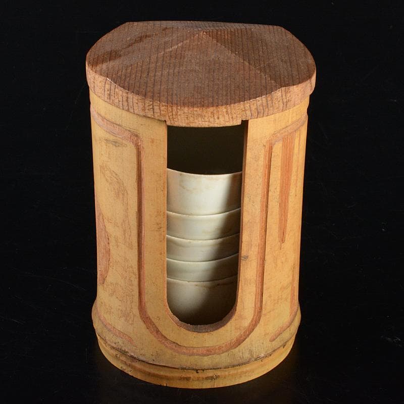 中国 大明成化年製款 青花 煎茶碗 五客 古竹 崇菊