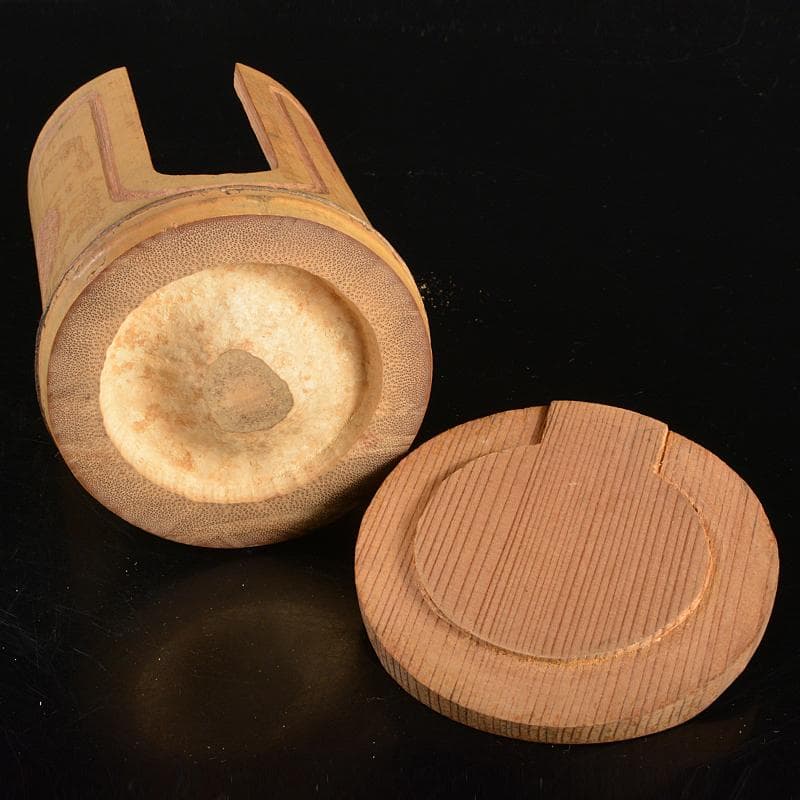 中国 大明成化年製款 青花 煎茶碗 五客 古竹 崇菊