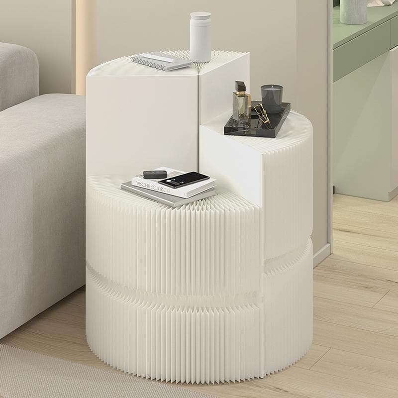 ショップ ホワイト階段円柱型ディスプレイ台 直径40cm高さ78㎝ 陳列台