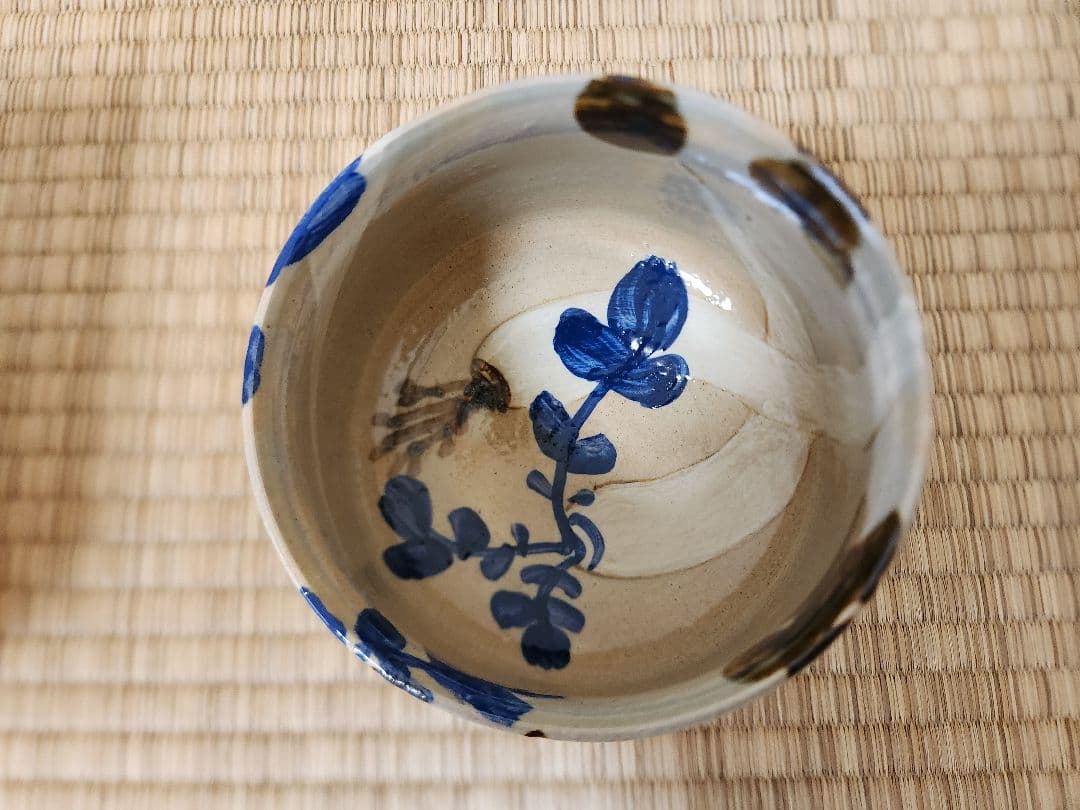 布志名焼 9代土屋雲善作 大根絵茶碗（共箱・外箱付属：二