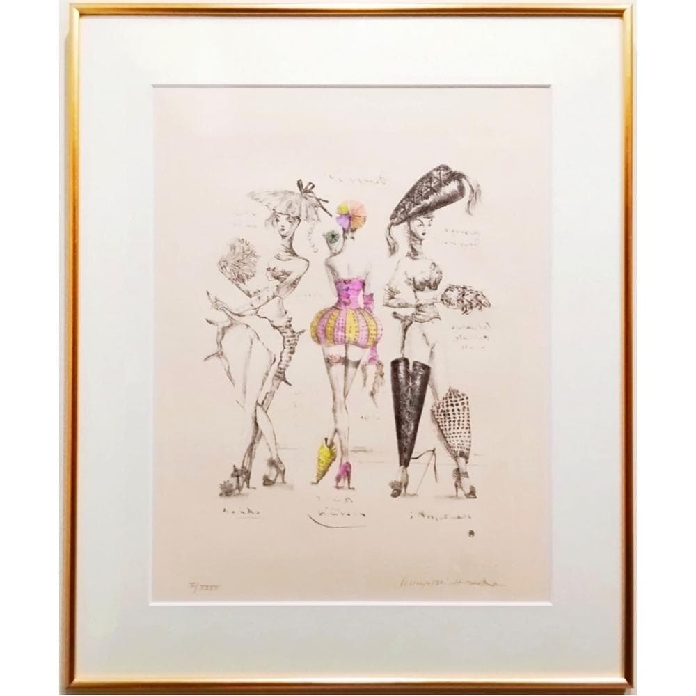 金子國義リトグラフに手彩色希少品