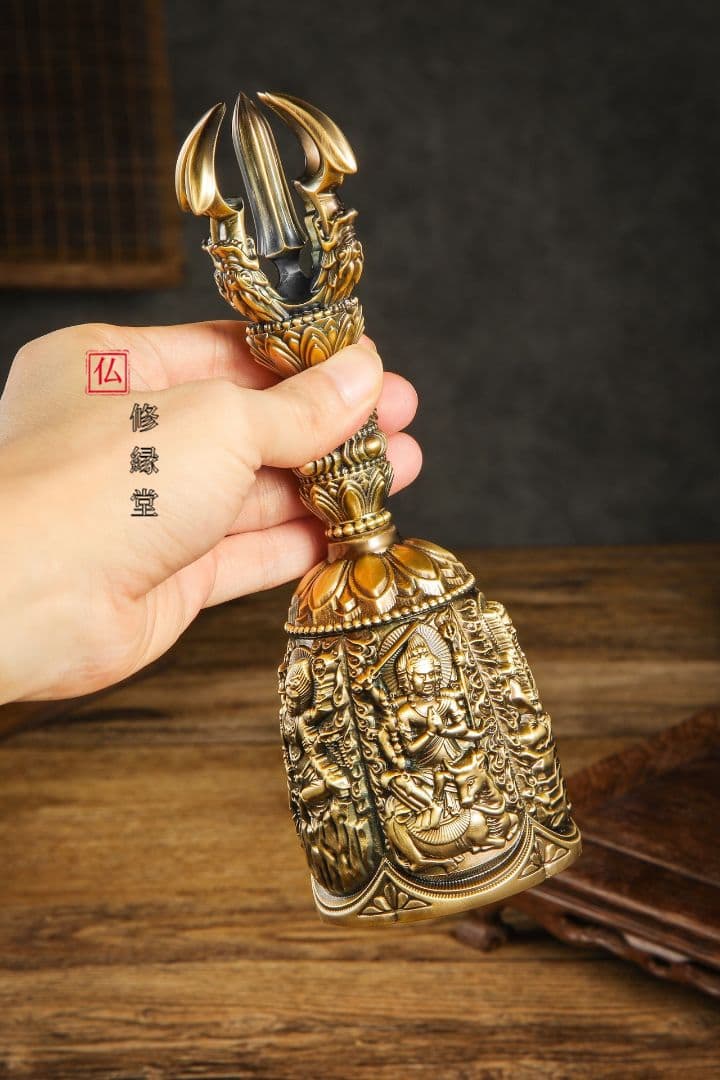 修縁堂】真言宗 チベット密教 法器 五大明王金剛鈴 仏教法具