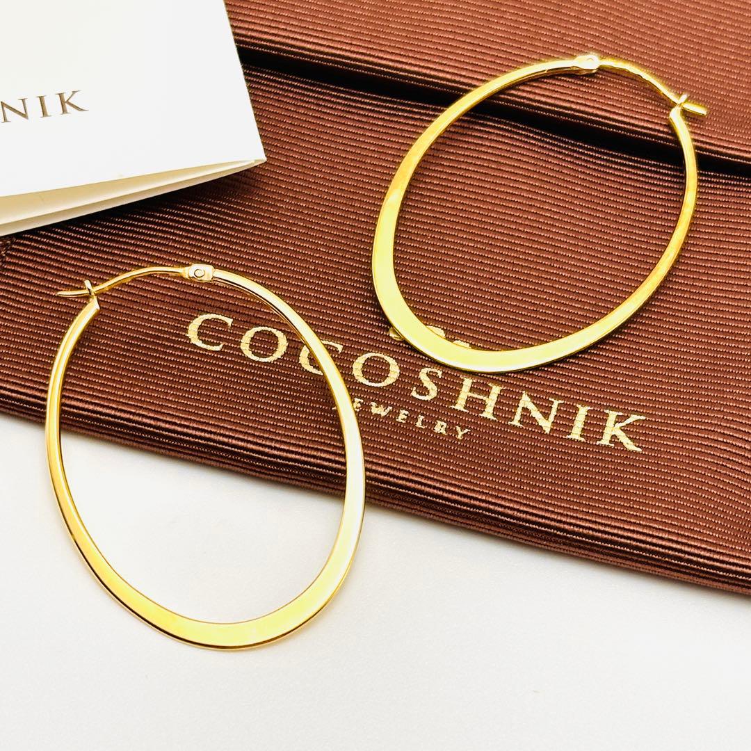 COCOSHNIK　オーバル　フープピアス　シルバー×K10　ゴールド COCOSHNIK オーバル フープピアス シルバー×K10 ゴールド K10月甲