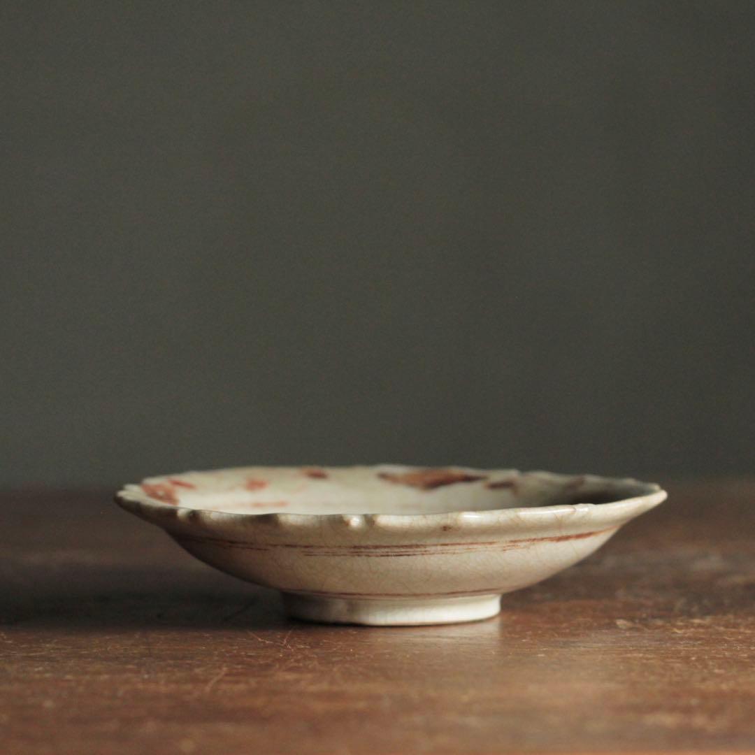鉄絵 輪花 平盃 小皿 スコタイ 16〜17世紀頃 古美術 古道具