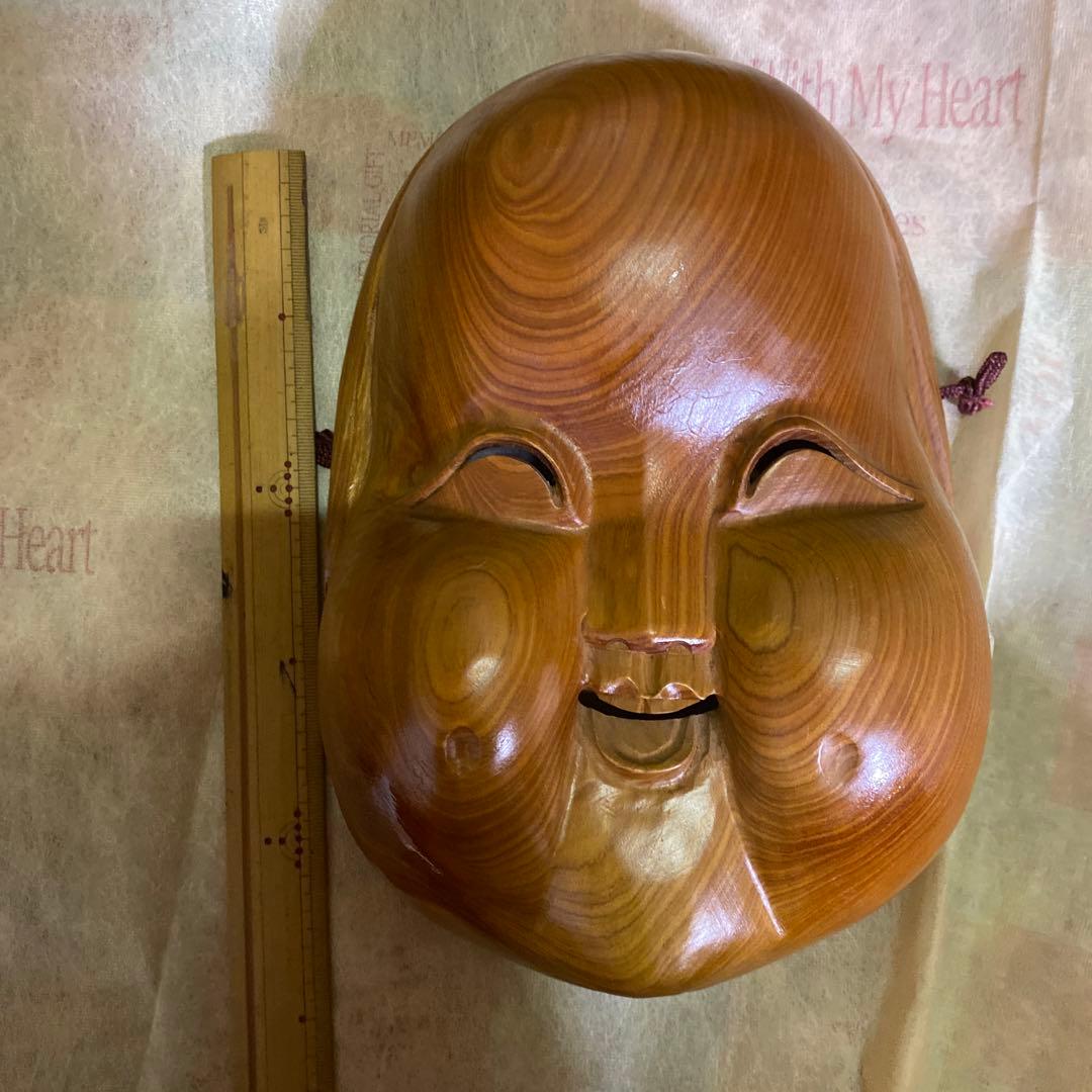 一刀彫 木製 笑顔の面 エクボが可愛い - メルカリ