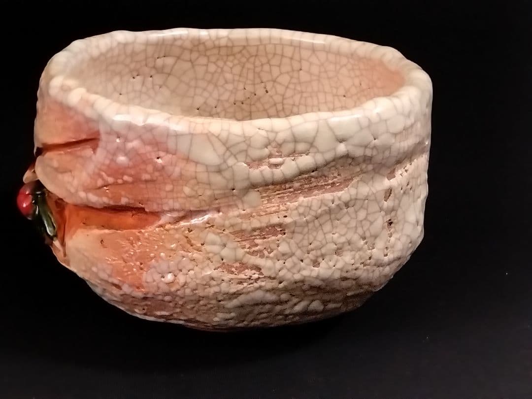 古美術/古物/骨董』新品/匿名/送料無料【楽山焼】湯呑(天神蟹細密彫り/箱