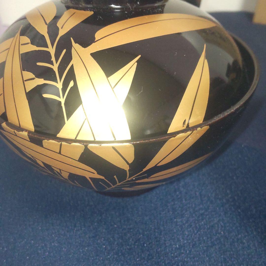 会津塗 天然木 蓋付 椀 お椀 5客 箱付 金彩 高級漆器 雀山