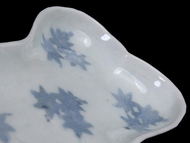 古伊万里 コンニャク印判 紅葉の図 糸巻形変形皿 江戸期 B008AS-CXe