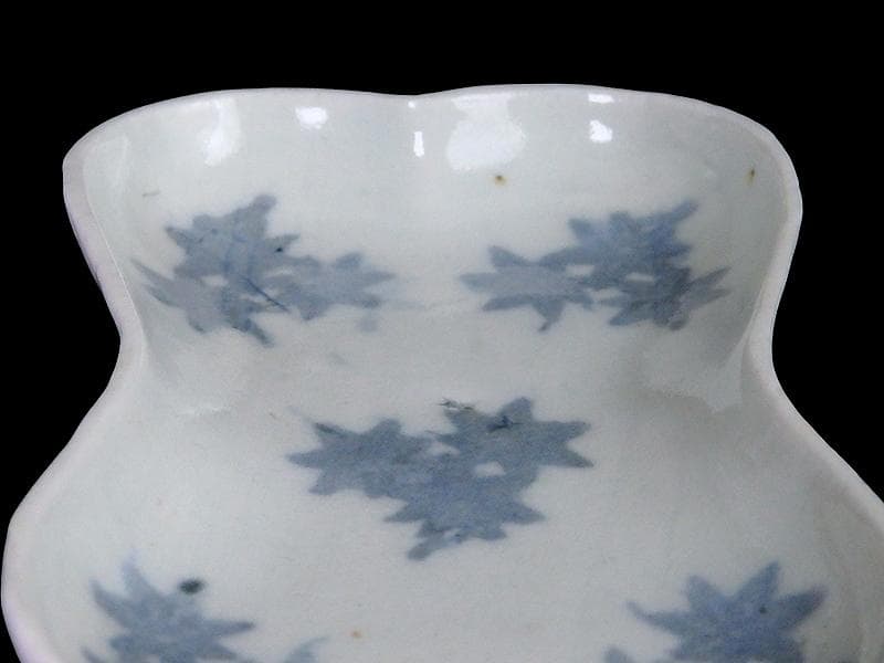 古伊万里 コンニャク印判 紅葉の図 糸巻形変形皿 江戸期 B008AS-CXe