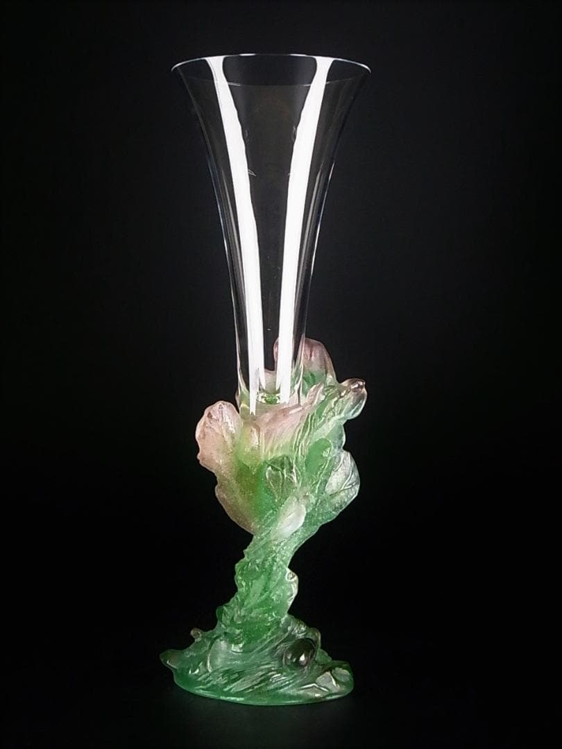 Daum Franceドームフランスクリスタルガラス昆虫フラワー花瓶