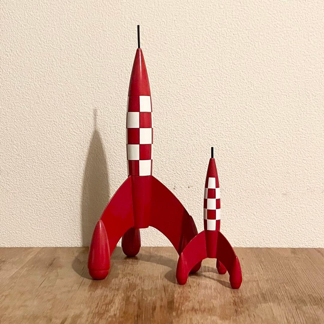 タンタンの冒険 TINTIN ロケット 木製フィギュア ビンテージ レトロ