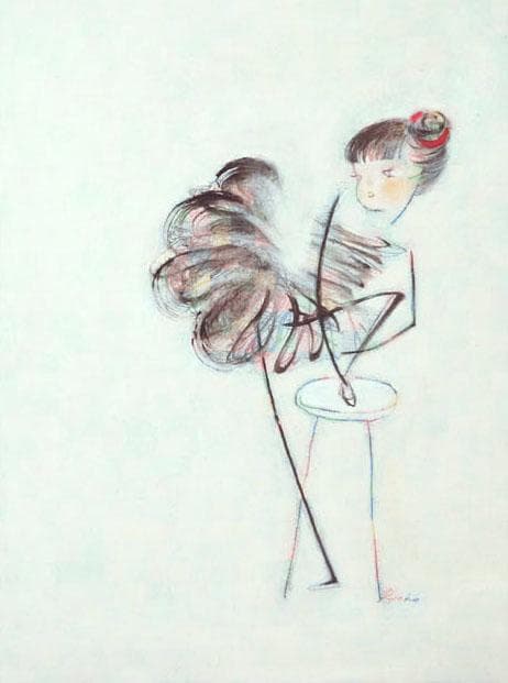 油絵 絵 絵画 インテリア 額付(黒) F4-040414 可愛い女の子 バレエ