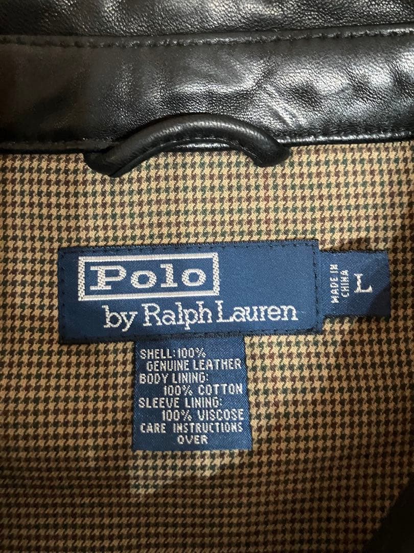 希少 Polo Ralph Lauren 刺繍 レザージャケット オールブラックの通販