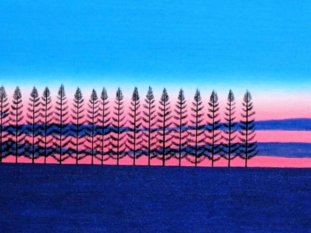 ☆美瑛・夕暮れのマイルドセブンの丘・肉筆油彩画・F6キャンバス