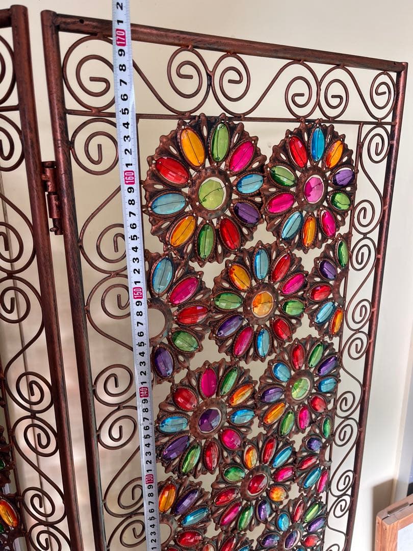 送料込み！3連 フラワーパーテーション アクリル ビーズ カラフル 仕切り