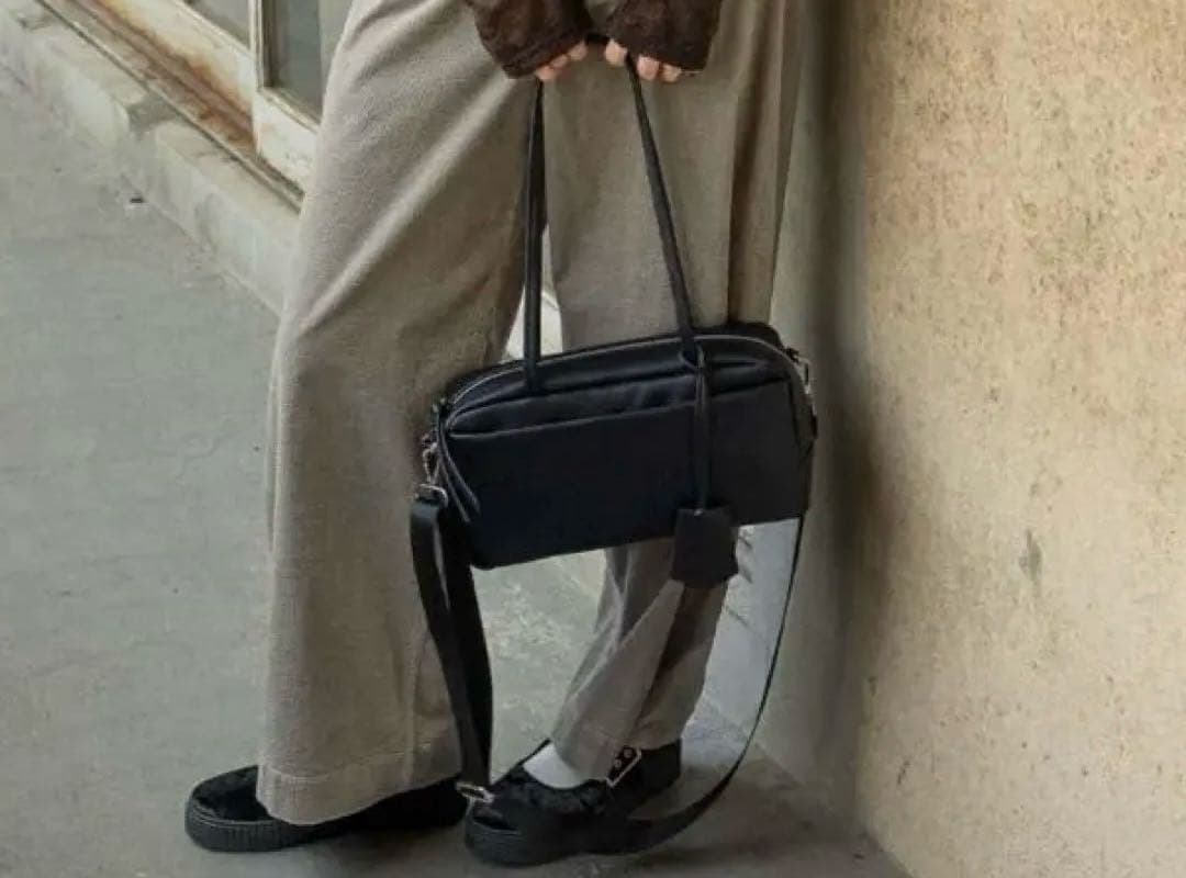 【美品/使用2回のみ】オリジナルレザー2WAYボストンバッグ ブラック