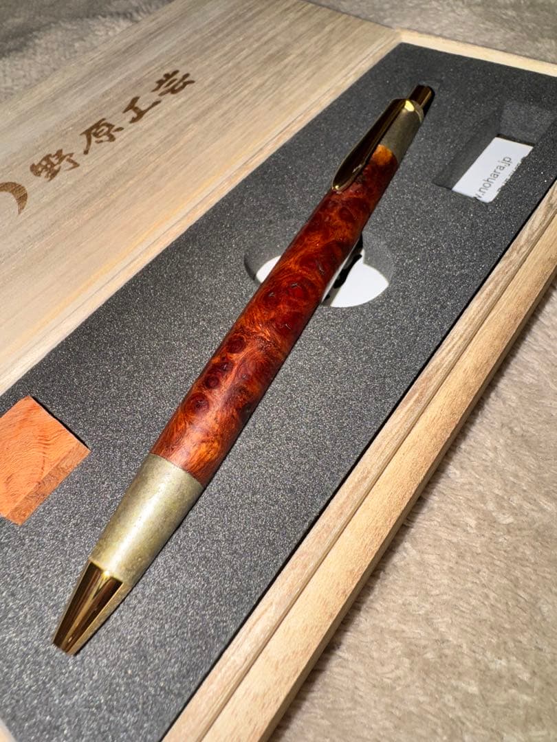 特上花梨瘤杢源平斑紋純銀色 シャープペンシル サポニン付着 限定品 野原工芸