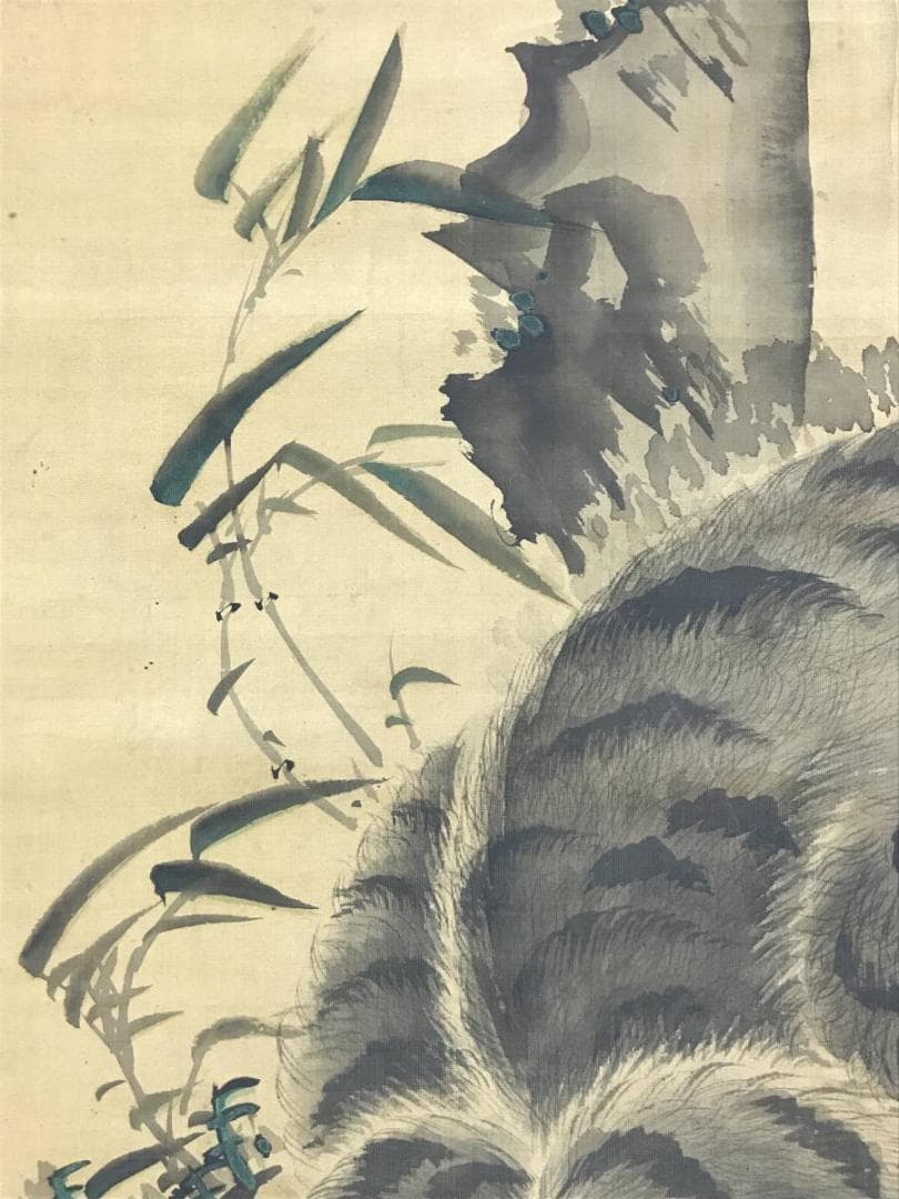 【真作】木界/古画猛虎図/虎図/トラ図/掛軸☆宝船☆AD-565